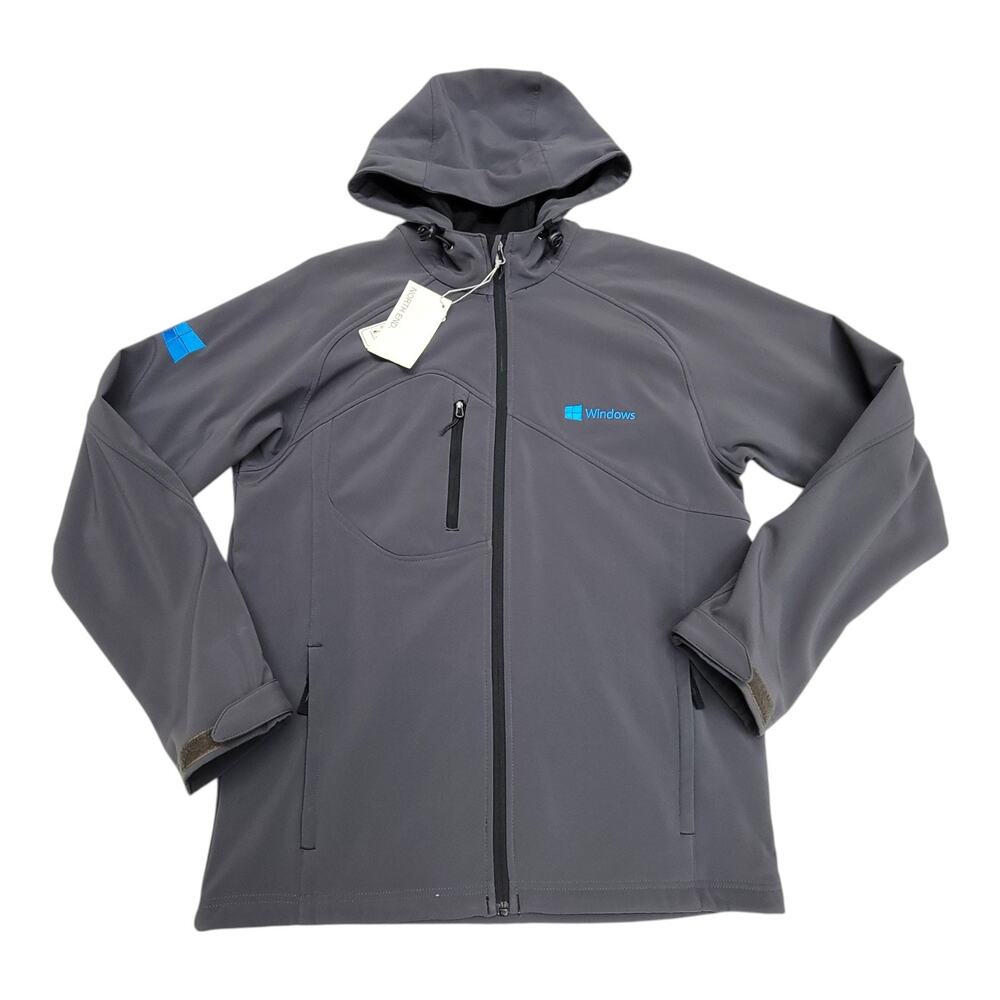 NWT North End Microsoft Windows Mens Soft Shell Hooded Jacket Gray Size Small